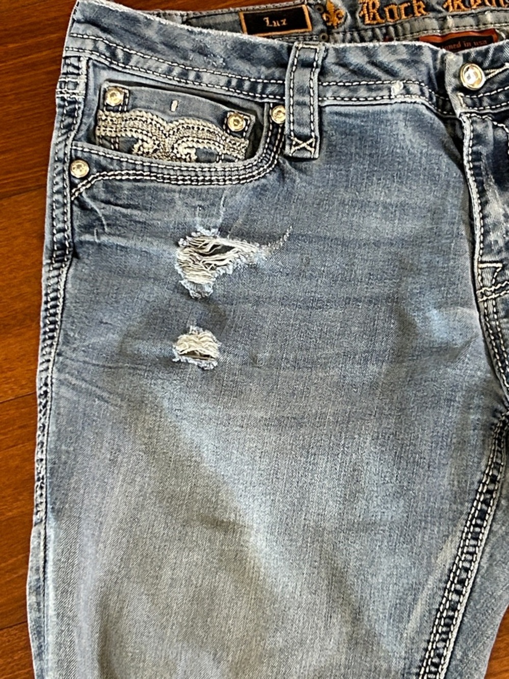 Rock Revival Luz Easy Straight Bedazzled Jeans Size 34 - Picture 6 of 15